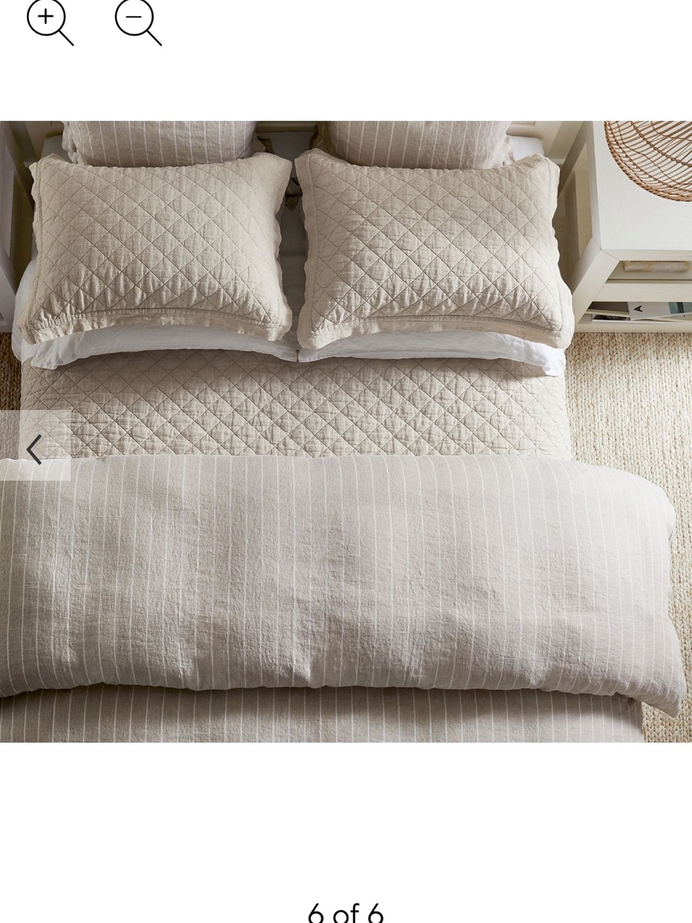 Pottery Barn Belgian Linen Stripe Natural Wheat King Sheet Set NIB! - Picture 3 of 3